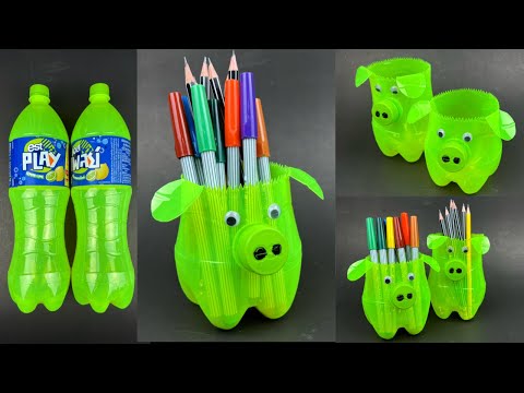 DIY Plastic Bottle . DIY ที่ใส่ดินสอจากขวดพลาสติก.
